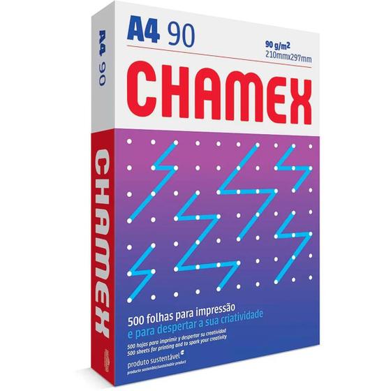 Imagem de Papel Chamex Super A4 90g 210x297mm Branco Sulfite Resma com 500 folhas