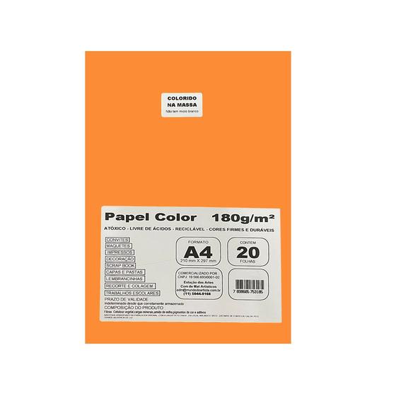 Imagem de Papel Color Colordrop Laranja A4 180g 20 Folhas