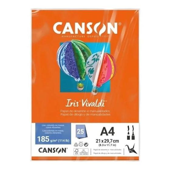 Imagem de Papel Color Laranja a4 Iris Vivaldi 185g 25 Folhas Canson