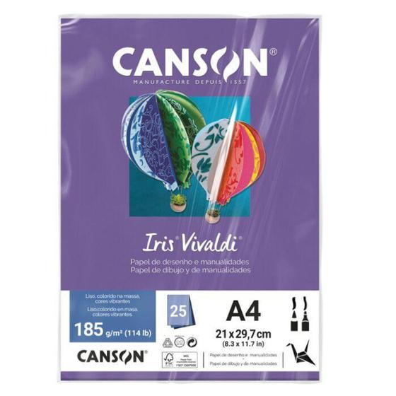 Imagem de Papel Color Violeta A4 Iris Vivaldi 185 Gramas 25 Folhas Canson - LC