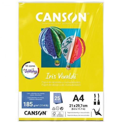 Imagem de Papel Color Vivialdi A4 185G Sortido Com 25 Folhas - Canson