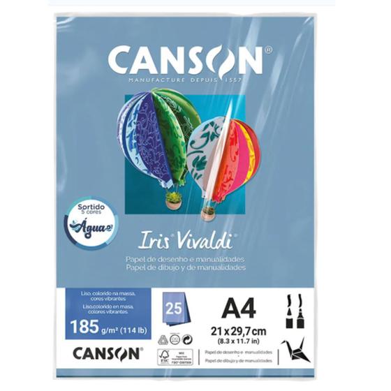 Imagem de Papel Colorido Canson Iris Vivaldi Sortido A4 185g 25fls 