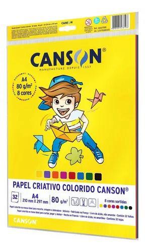 Imagem de Papel Colorido Infantil 8 Cores Pacote com 32 Fls A4 80G -Canson  