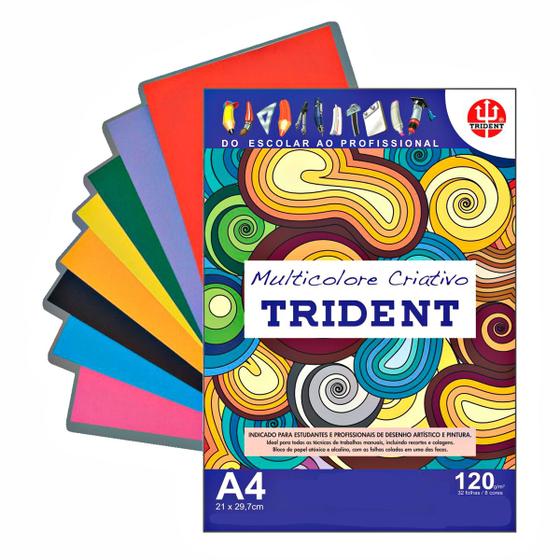 Imagem de Papel Colorido Multi 8 Cores Trident A4 120gr Color Plus