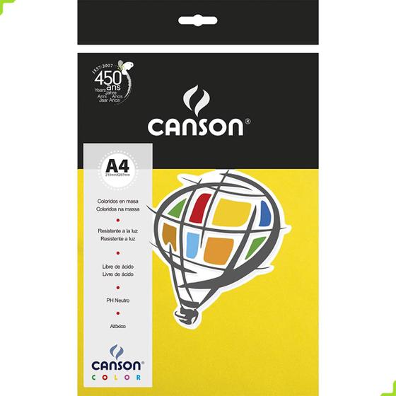 Imagem de Papel Colorido Na Massa 10 Folhas A4 180g/m² Canson Color PH Neutro