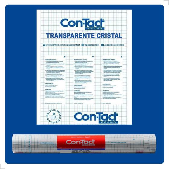 Imagem de Papel Contact Transparente Adesivo Porta e Janela de Vidro Rolo 10mx45cm Micra 80 Plavitec