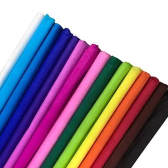 Imagem de Papel Crepom Colorido 48cm X 2m Kit Com 15 Rolos Cor Variada