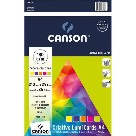 Imagem de Papel Criativo Canson Lumi Cards A4 5 Cores 180 G/m 25 Fls 66667171 1 ed