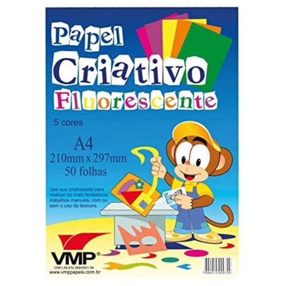 Imagem de Papel Criativo Colorido Fluorescente - Vmp - Pacote C/50 Folhas