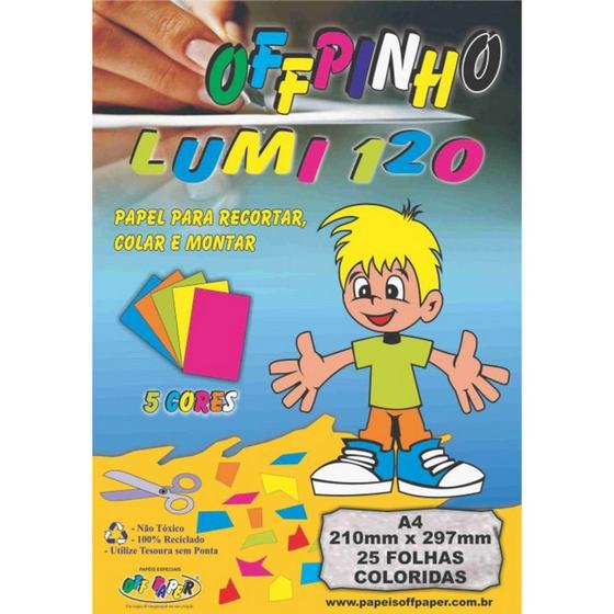 Papel Criativo Lumi Offpinho A4 Off Paper 25 Folhas 120g 5 Cores Papéis Magazine Luiza 2035