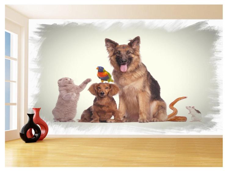 Imagem de Papel De Parede 3D Animais Cão Gato Petshop 3,5M Anm414