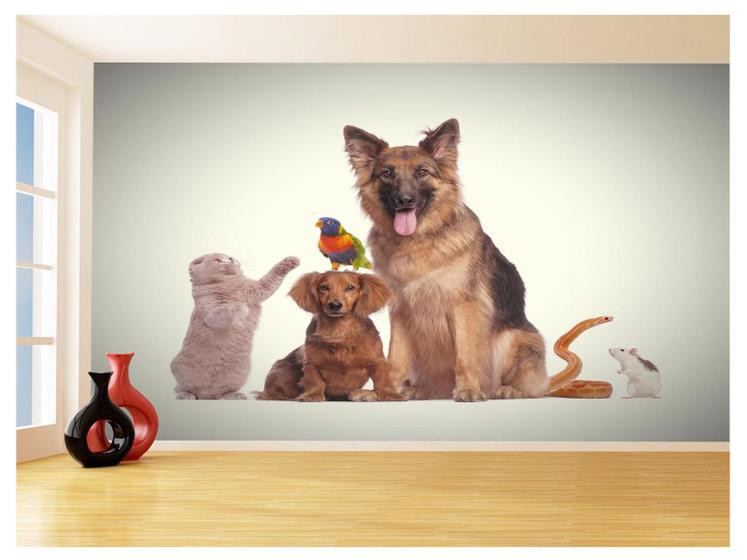 Imagem de Papel De Parede 3D Animais Cão Gato Petshop 3,5M Anm424