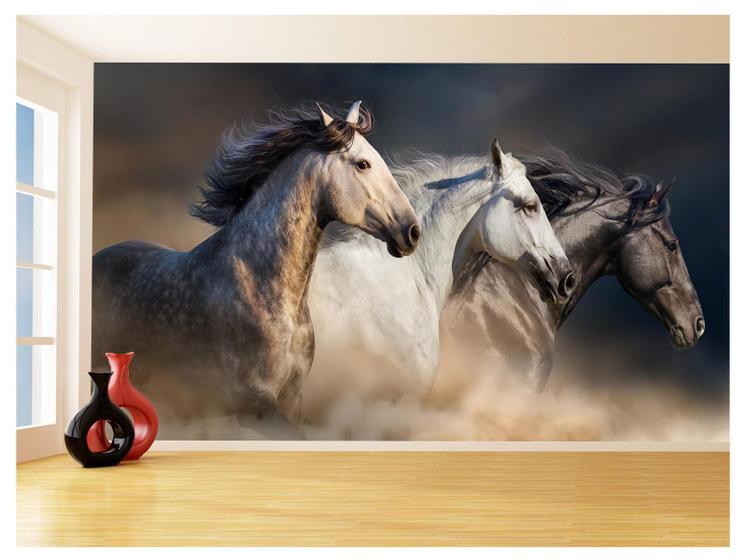 Imagem de Papel De Parede 3D Animais Cavalos Correndo Céu 3,5M Anm299
