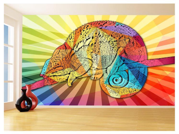 Imagem de Papel De Parede 3D Animais Pop Art Camaleão Pet 3,5M Pxa08