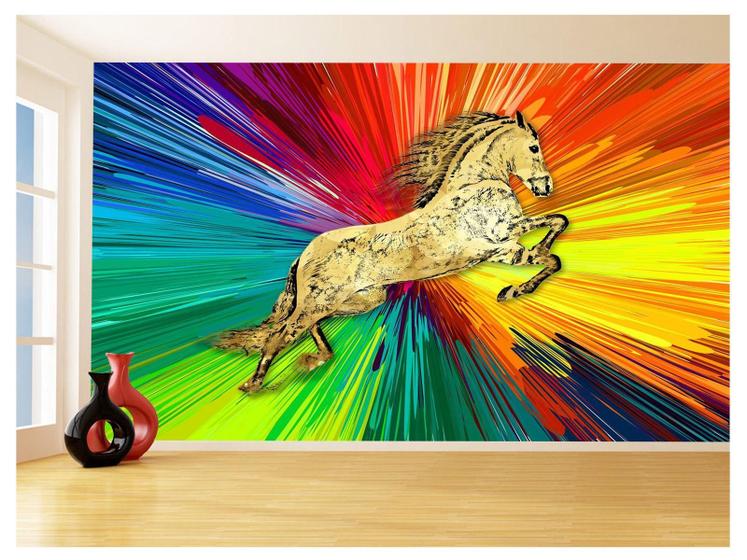 Imagem de Papel De Parede 3D Animais Pop Art Cavalo Cores 3,5M Pxa312