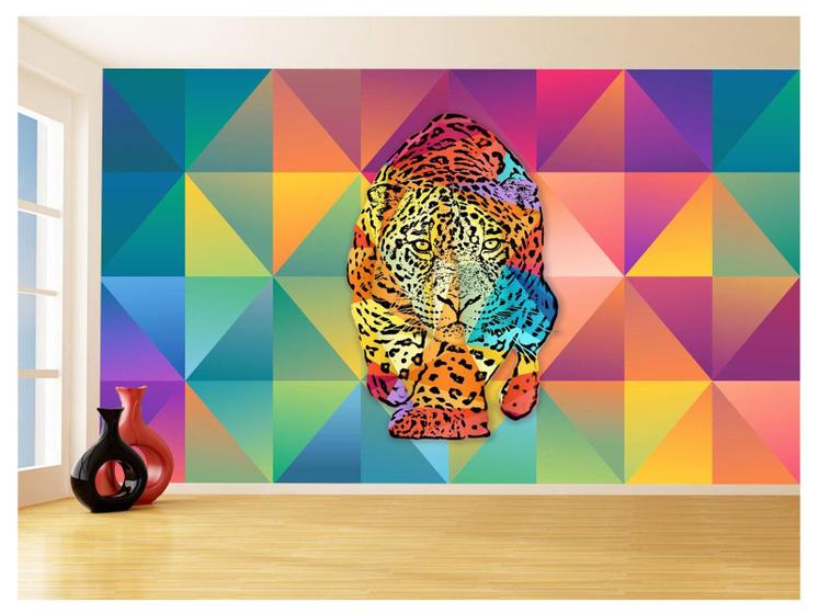 Imagem de Papel De Parede 3D Animais Pop Art Onça Pintada 3,5M Pxa92