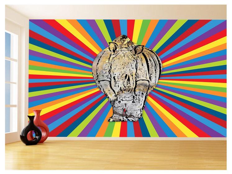 Imagem de Papel De Parede 3D Animais Pop Art Rinoceronte 3,5M Pxa502