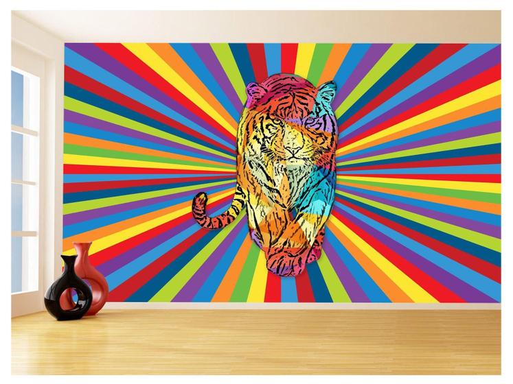 Imagem de Papel De Parede 3D Animais Pop Art Tigre Felino 3,5M Pxa132