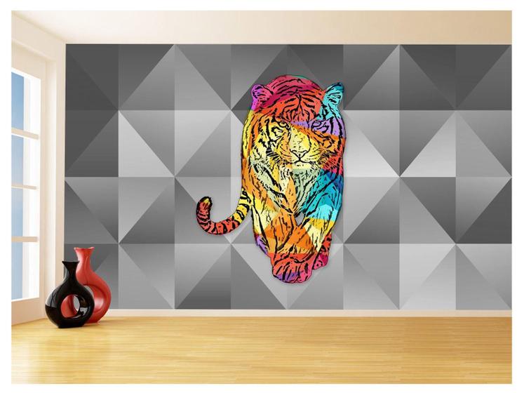 Imagem de Papel De Parede 3D Animais Pop Art Tigre Felino 3,5M Pxa149