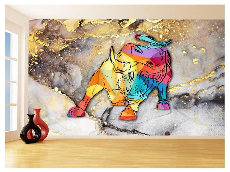 Imagem de Papel De Parede 3D Animais Pop Art Touro Bull 3,5M Pxa171