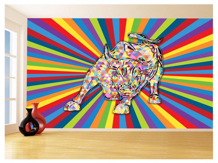 Imagem de Papel De Parede 3D Animais Pop Art Touro Bull 3,5M Pxa190