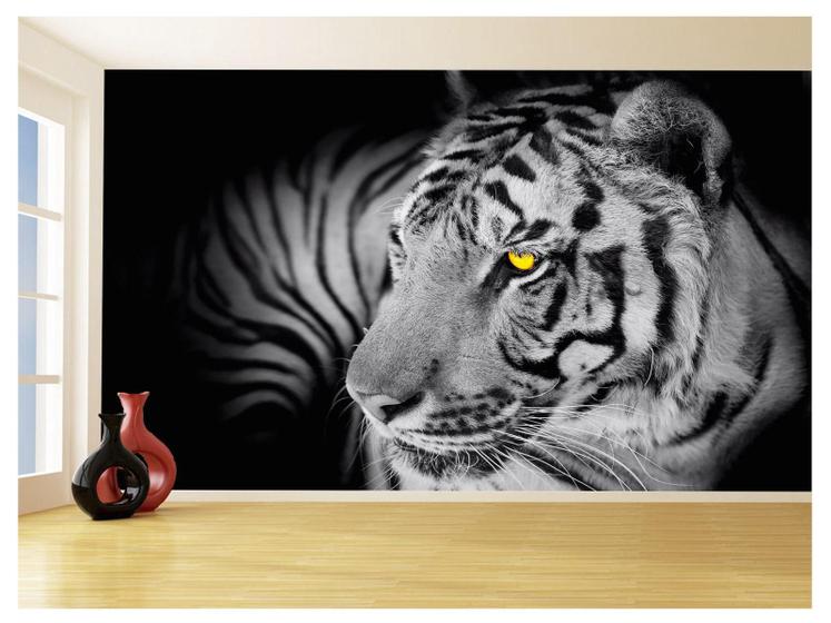 Imagem de Papel De Parede 3D Animais Tigre Preto E Branco 3,5M Anm559