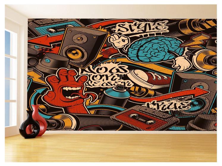 Imagem de Papel De Parede 3D Arte Graffiti Mural Grafite 3,5M Tra93