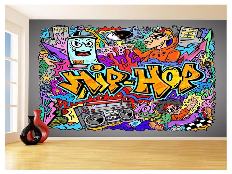 Imagem de Papel De Parede 3D Arte Graffiti Mural Hip Hop 3,5M Tra126