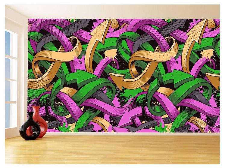 Imagem de Papel De Parede 3D Arte Graffiti Mural Setas Cor 3,5M Tra91