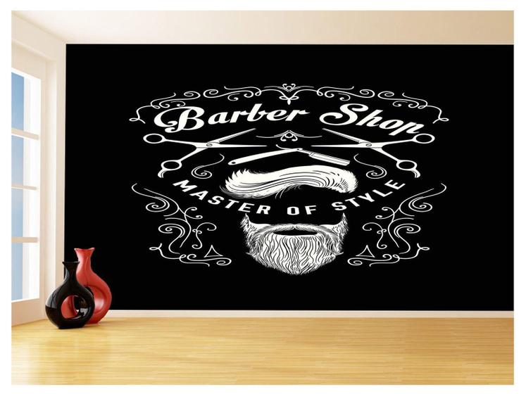 Imagem de Papel De Parede 3D Barbearia Barber Shop Logo 3,5M Brb25