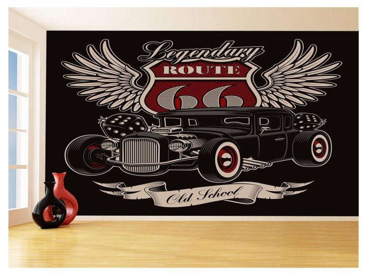 Imagem de Papel De Parede 3D Carro Antigo Hot Rod Pin Up 3,5M Cxr98