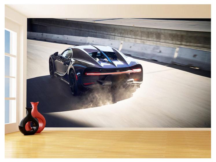 Imagem de Papel De Parede 3D Carro Bugatti Chiron Pista 3,5M Car17