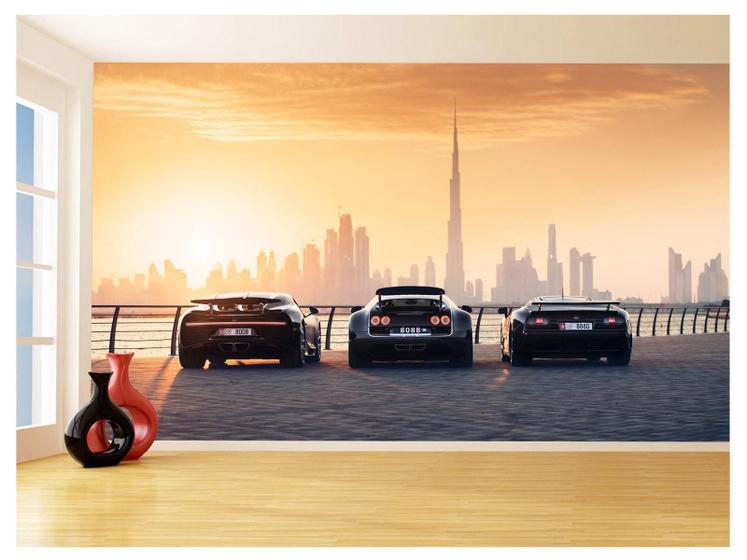 Imagem de Papel De Parede 3D Carro Bugatti Chiron Pista 3,5M Car23