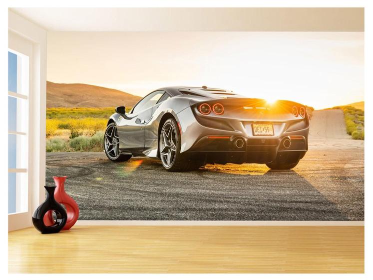 Imagem de Papel De Parede 3D Carro Ferrari Prata Sol Sport 3,5M Car99