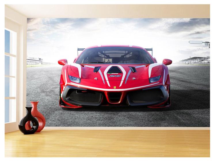 Imagem de Papel De Parede 3D Carro Ferrari Vermelha Pista 3,5M Car110