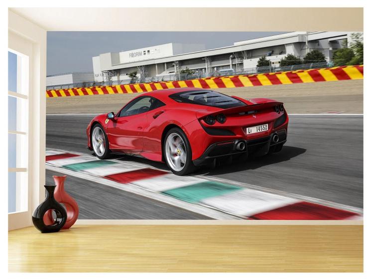 Imagem de Papel De Parede 3D Carro Ferrari Vermelha Pista 3,5M Car125