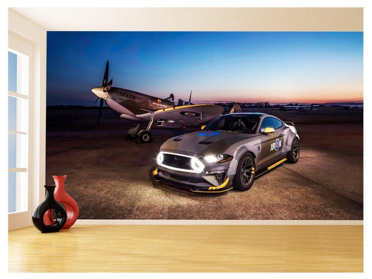 Imagem de Papel De Parede 3D Carro Ford Mustang Avião Caça 3,5M Car75