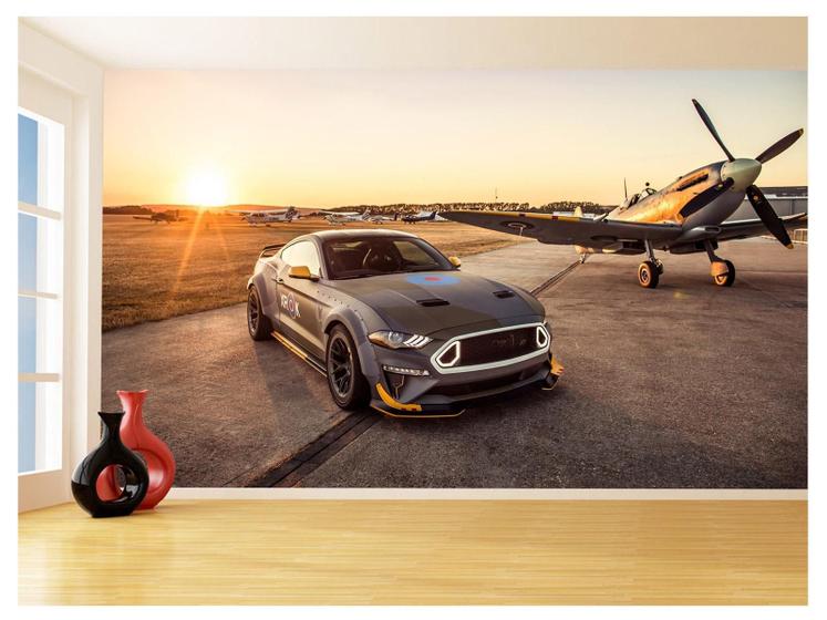 Imagem de Papel De Parede 3D Carro Ford Mustang Avião Caça 3,5M Car76