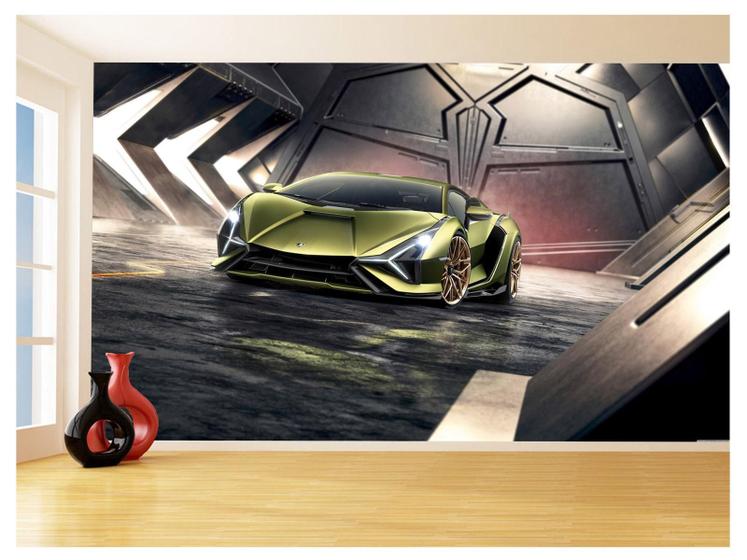 Imagem de Papel De Parede 3D Carro Lamborghini V12 Sian 3,5M Car219