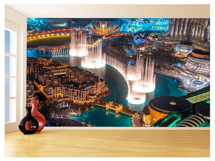 Imagem de Papel De Parede 3D Cidade Dubai Paisagem Fontes 3,5M Ncd260