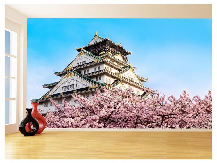 Imagem de Papel De Parede 3D Cidade Japão Castelo Flores 3,5M Ncd254