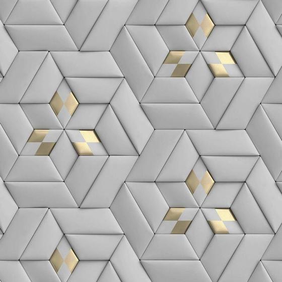 Imagem de Papel De Parede 3D Cinza E Dourado Geometrico Autocolante