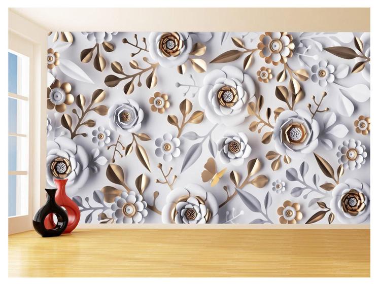 Imagem de Papel De Parede 3D Floral Textura Sala Flores 3,5M Xfl355