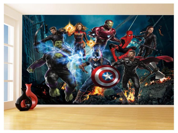 Imagem de Papel De Parede 3D Heróis Vingadores Hulk Thor 3,5M Nhma122