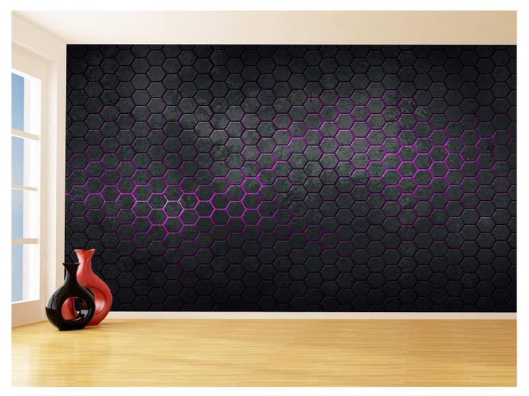 Imagem de Papel De Parede 3D Hexágonos Moderno Gamer Rosa 3,5M Txt45