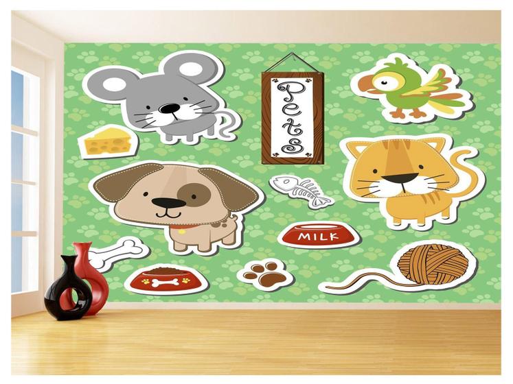 Imagem de Papel De Parede 3D Infantil Bichinhos Pets Fofo 3,5M s244