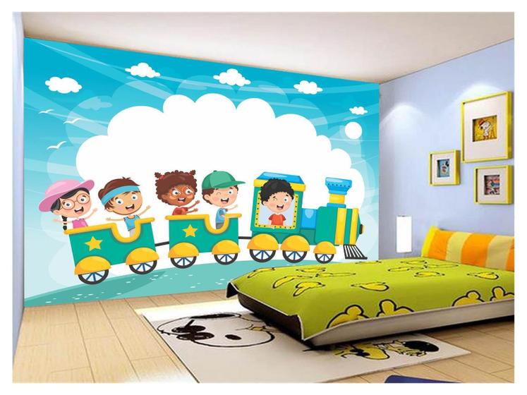 Imagem de Papel De Parede 3D Infantil Crianças Amigos Céu 3,5M Azs253