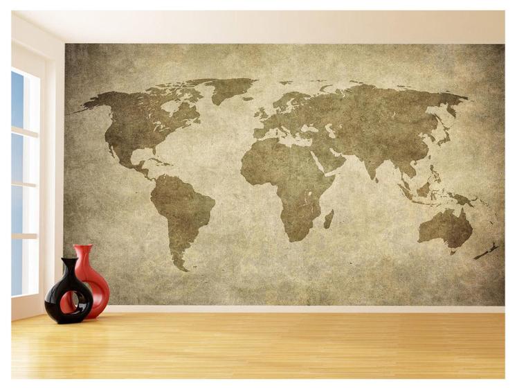 Imagem de Papel De Parede 3D Mapa Mundi Retrô Vintage Arte 3,5M Nmu78