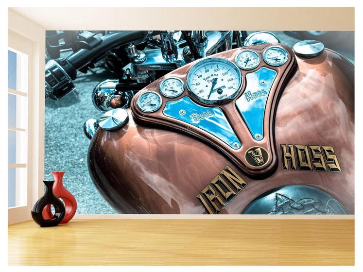 Imagem de Papel De Parede 3D Moto Custom Chopper Viagem 3,5M Bkm119