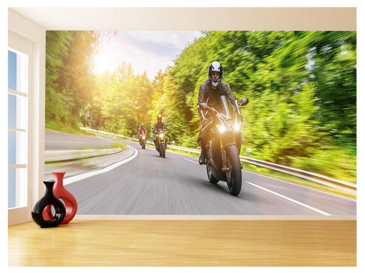 Imagem de Papel De Parede 3D Moto Esporte Viagem Estrada 3,5M Bkm76